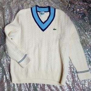 Vintage Lacoste unisex wool v neck sweater